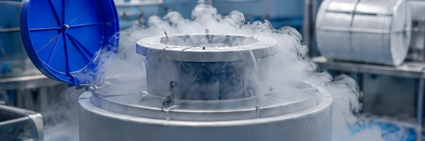 Cryo-preserved stem cells in cold-chain storage